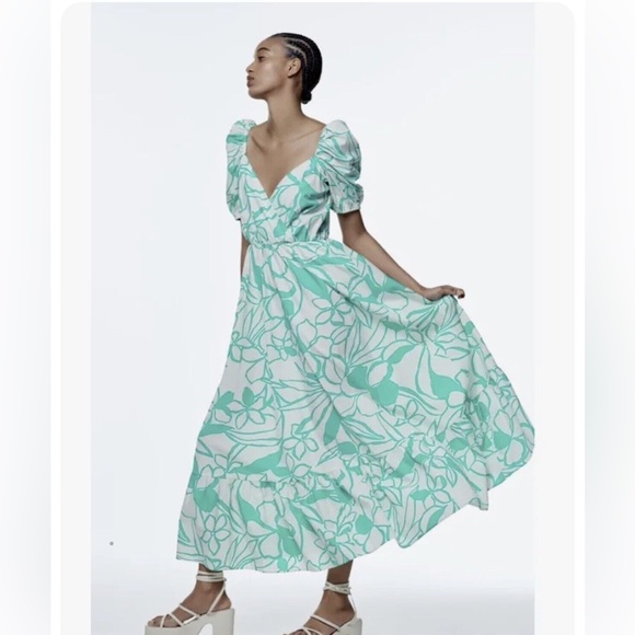 Poplin printed midi dress - Picture 7 of 7